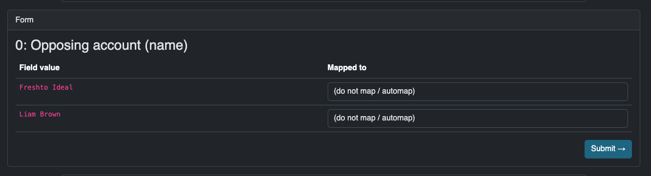 Sophtron map data to accounts