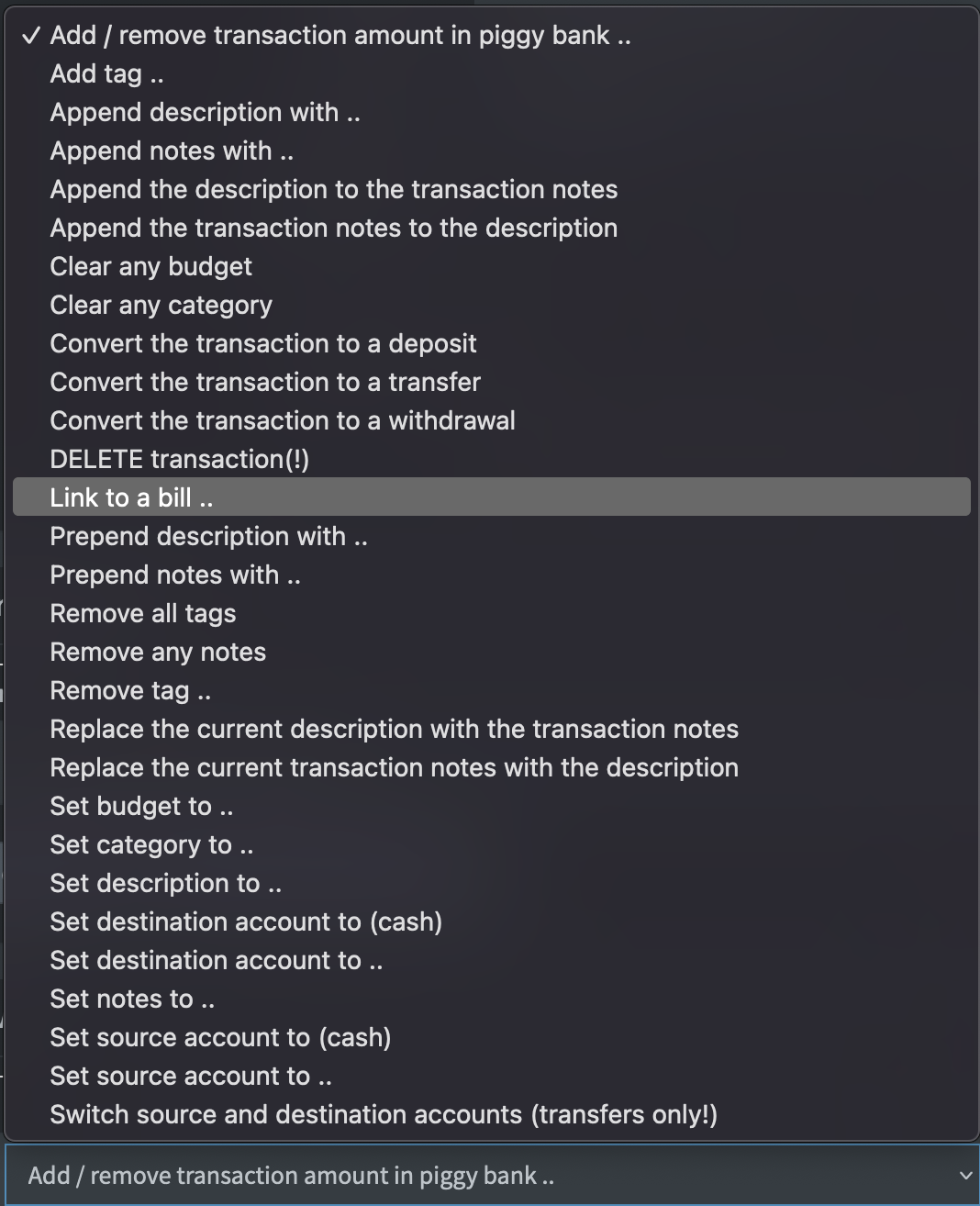 Rule actions