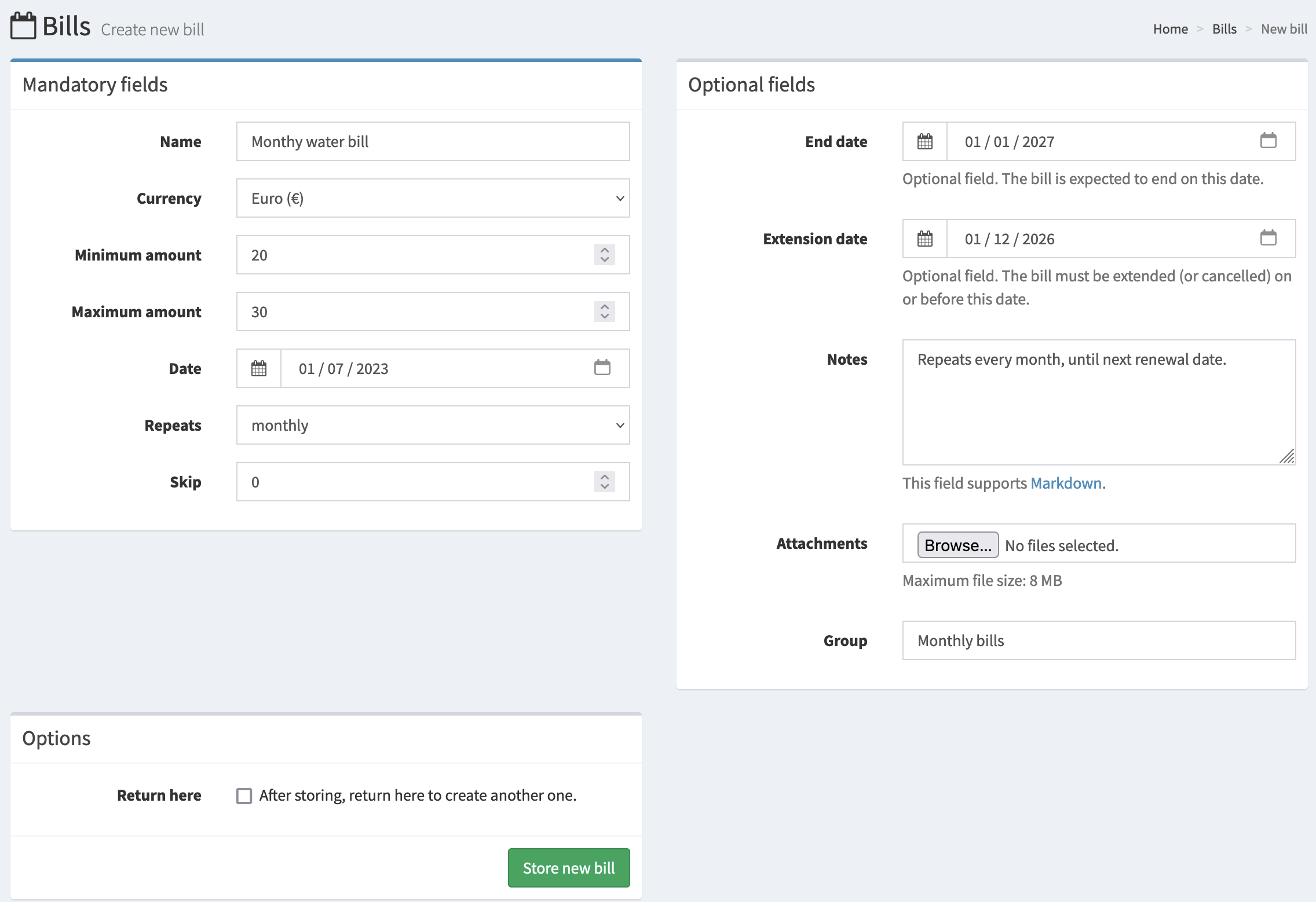 Create a new subscription