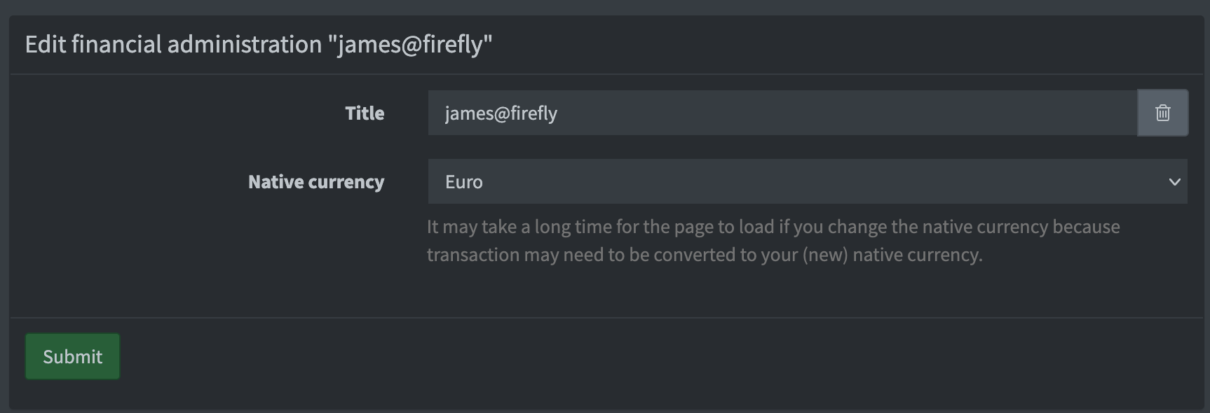 In this instance of Firefly III, the primary currency is the British Pound.