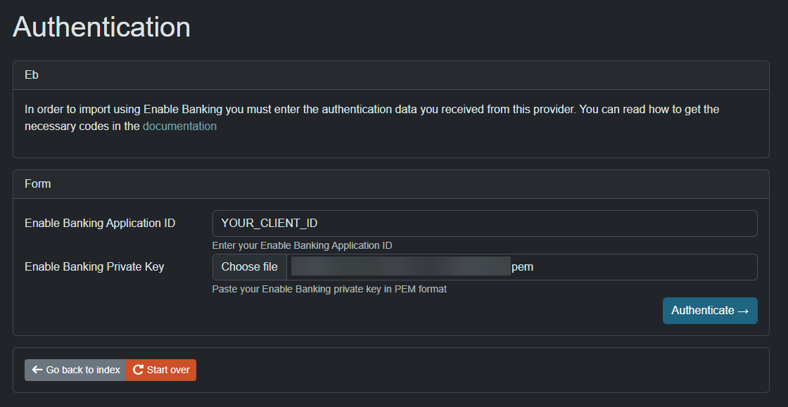 Enter Credentials