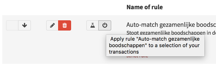 Option to run a rule on transactions.